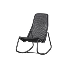 PLASTIC RATTAN ROCKING CHAIR BLACK OUTDOOR    - CHAIRS, STOOLS